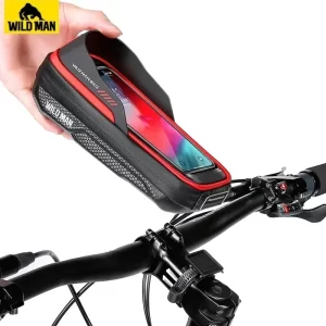 Wild Man Bicycle Stem Bag Touchscreen Folding Bike Front Bag Soft Shell 7.0" Mobile Rainproof Case Phone Bag Acessories
